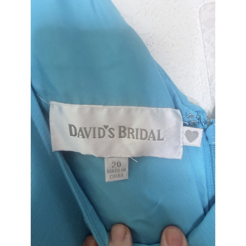 Davids Bridal Formal Dress Womens Size 20 Blue Chiffon Wedding Bridesmaid - Picture 4 of 13